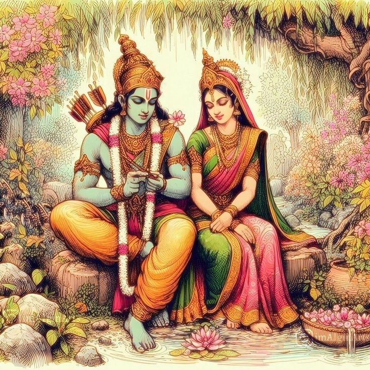 ram sita image black and white