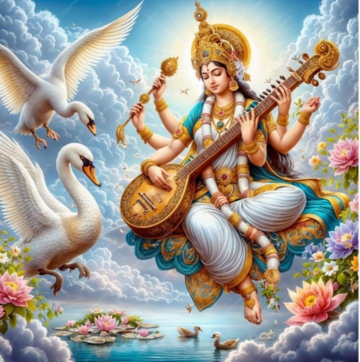 sarswati maa image drawing