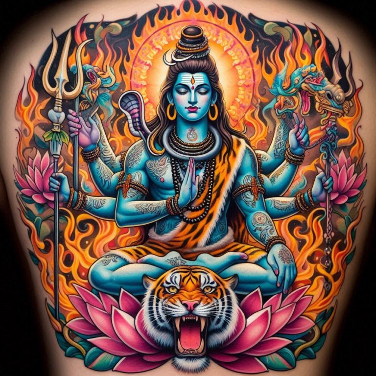 shiva tattoo on hand for girl