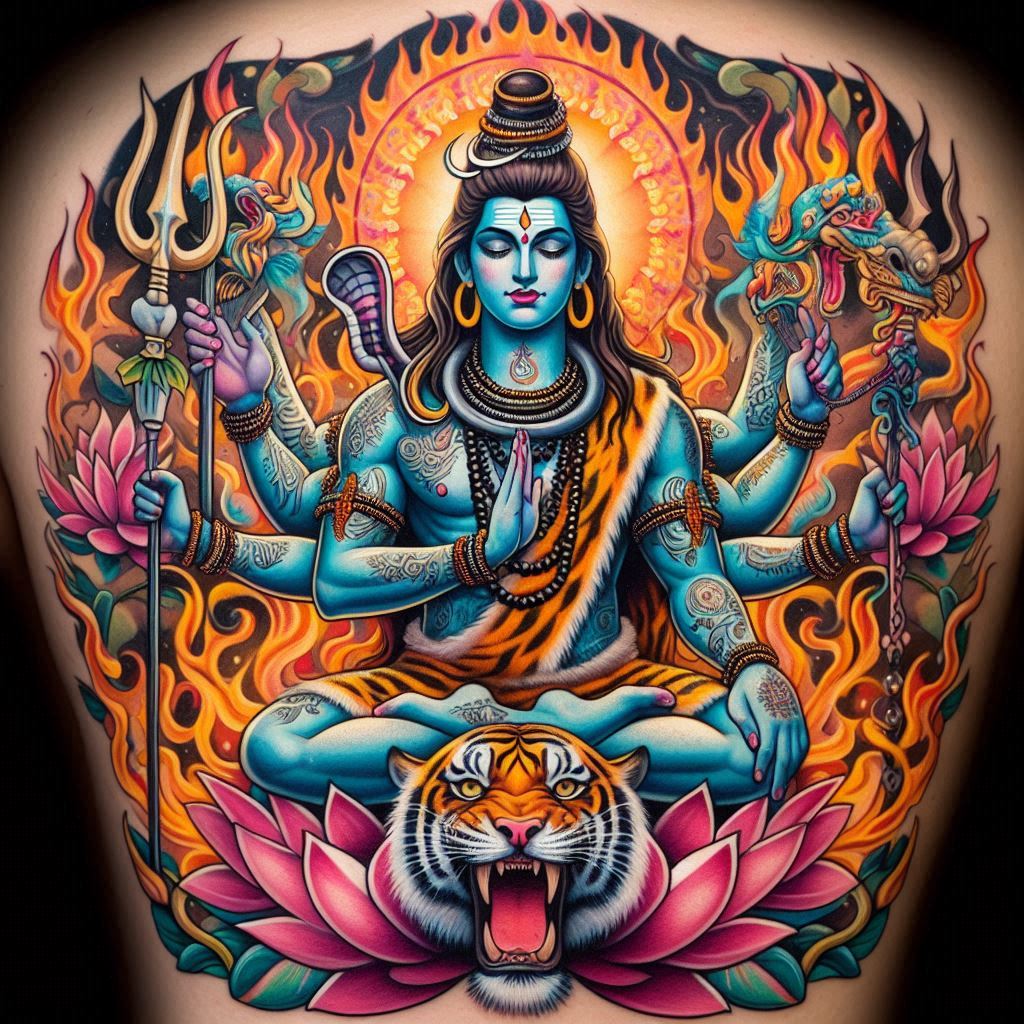 shiva tattoo on hand for girl