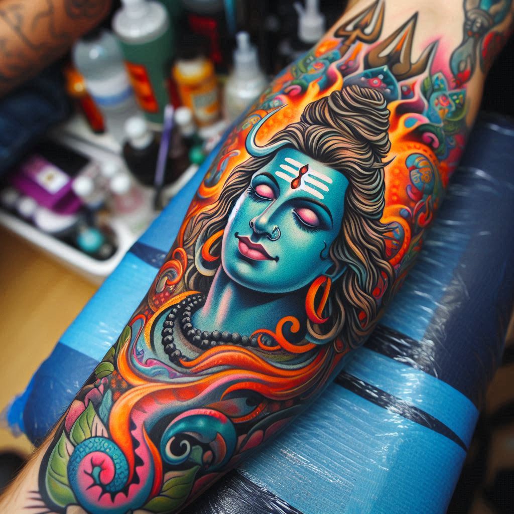 shiva tattoo on hand