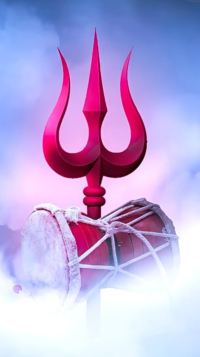 trishul with damru drawing