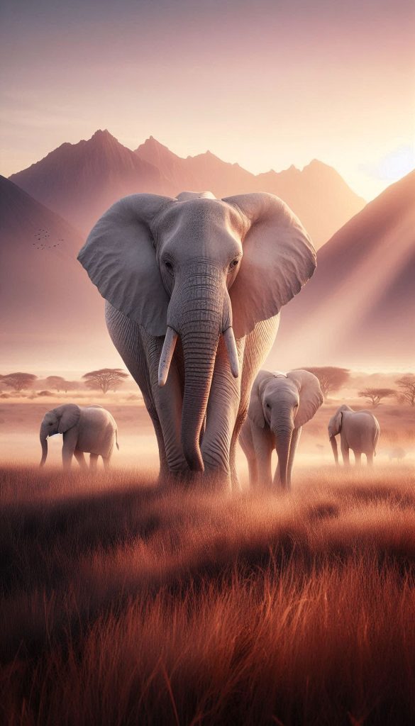 A family of gentle giants elephants in their natural habitat background for Android