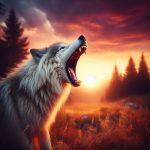 A majestic wolf roaring at dusk is a powerful natural smartphone image