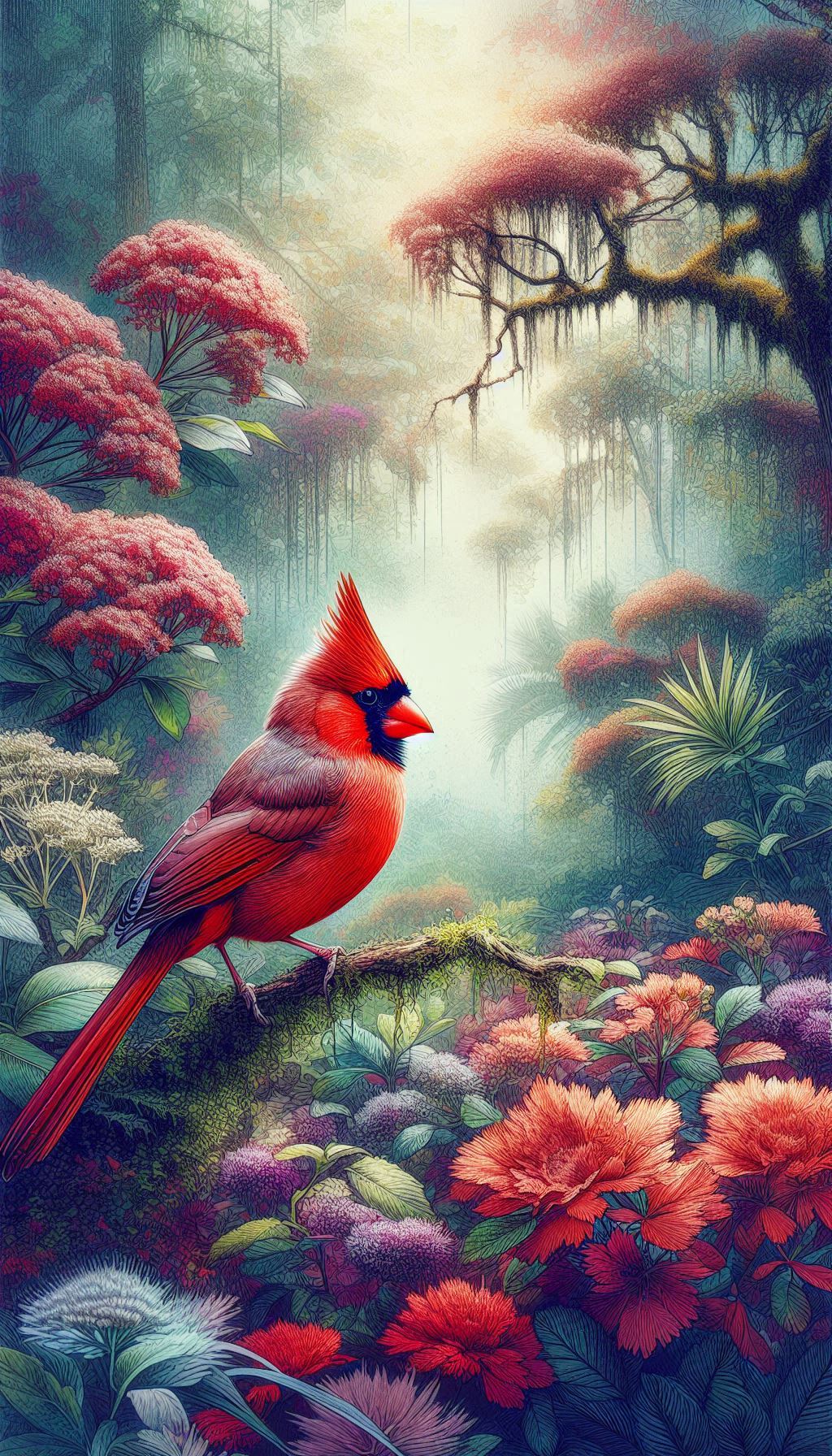 A sitting finch capturing the beauty of nature in a dynamic background for Android