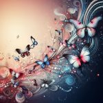 Abstract Background with Stylized Ideopsis Gaura Butterflies in Motion Wallpaper