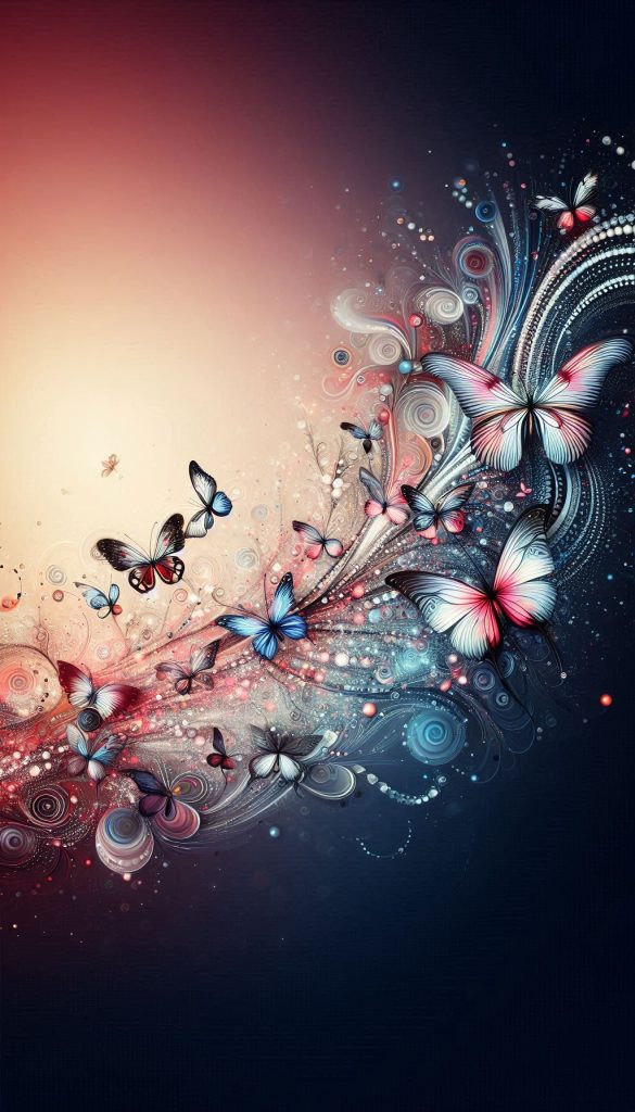 Abstract Background with Stylized Ideopsis Gaura Butterflies in Motion Wallpaper
