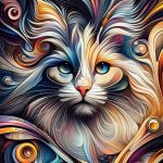 Abstract art Calico Maine Coon cats in unique and modern wallpaper designs for your mobile