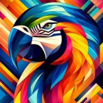 Abstract art of parrots Macaws in bold colors and geometric shapes mobile wallpaper for Android
