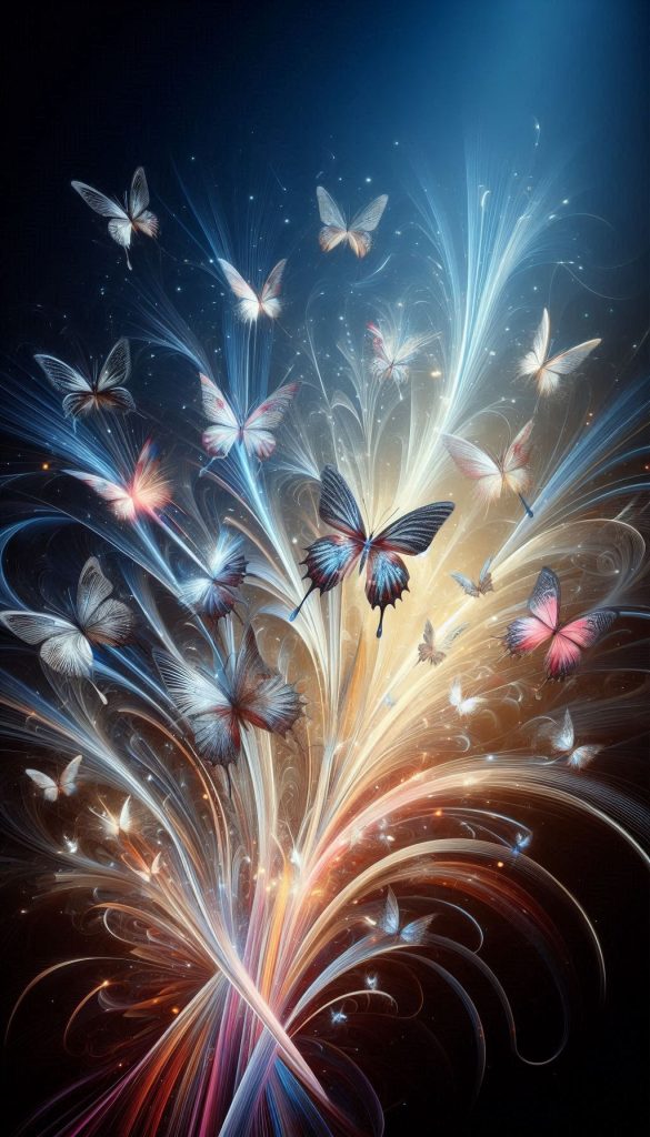 Abstract background with stylized idiopsis gaura butterflies motion phone wallpaper for iphone