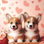 Adorable Corgi Pups with Heart Patterns for Wallpaper