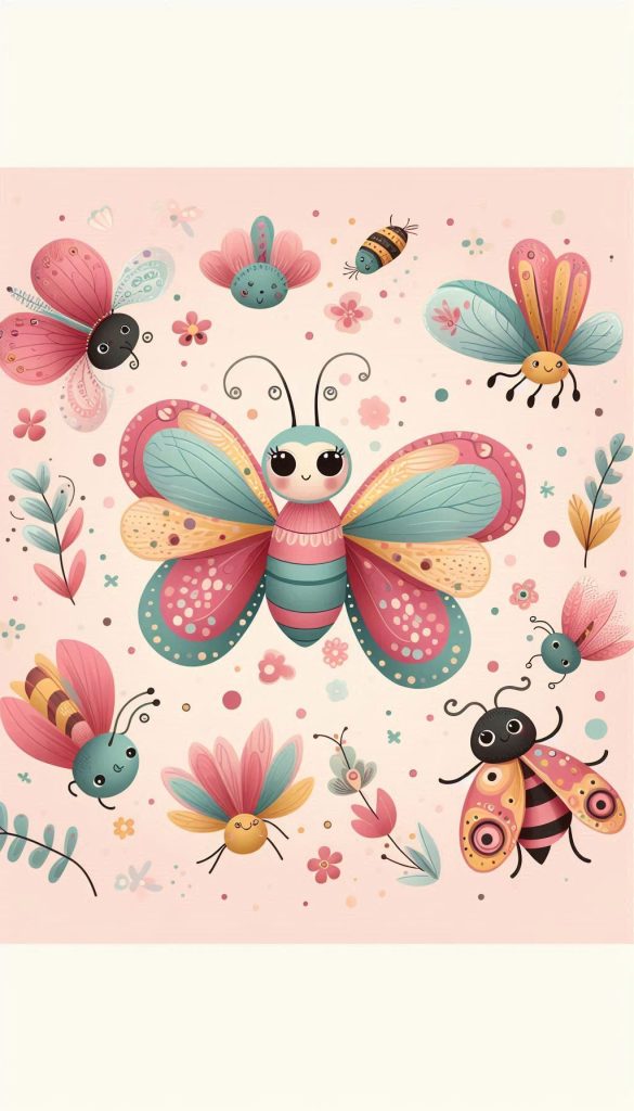 Adorable Crisolina Designs Playful insect wallpaper adorable backdrop for kids space