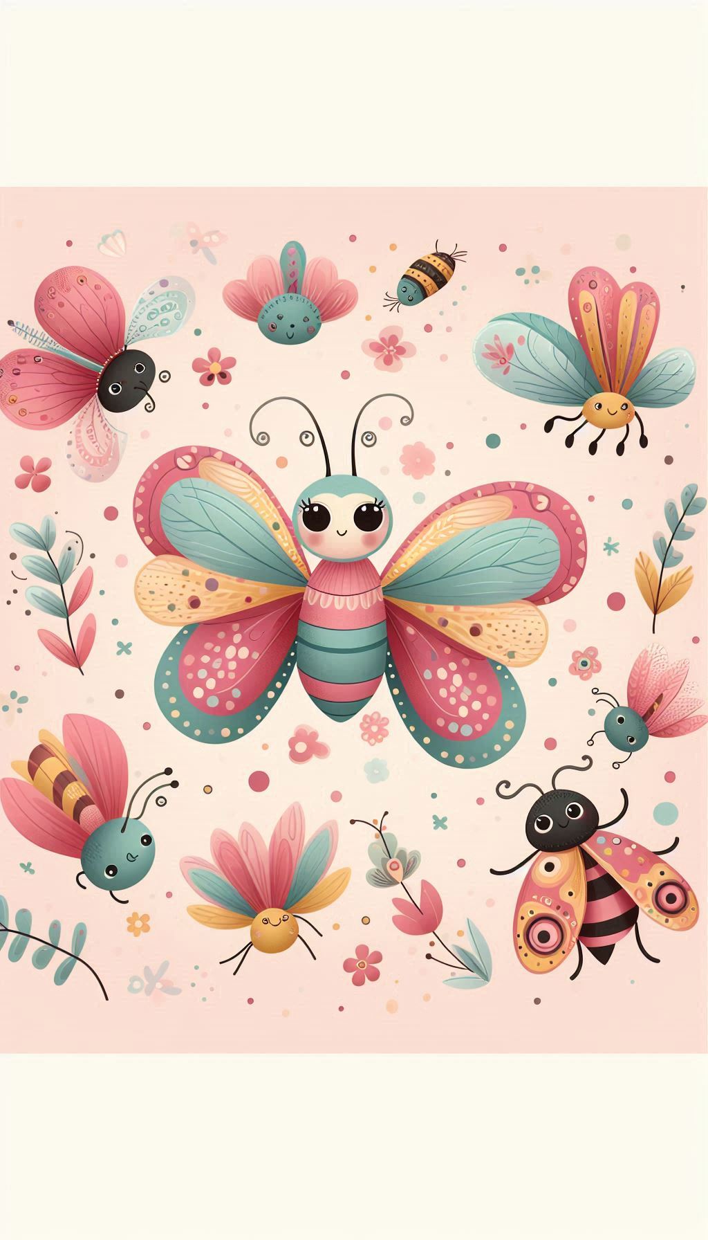 Adorable Crisolina Designs Playful insect wallpaper adorable backdrop for kids space