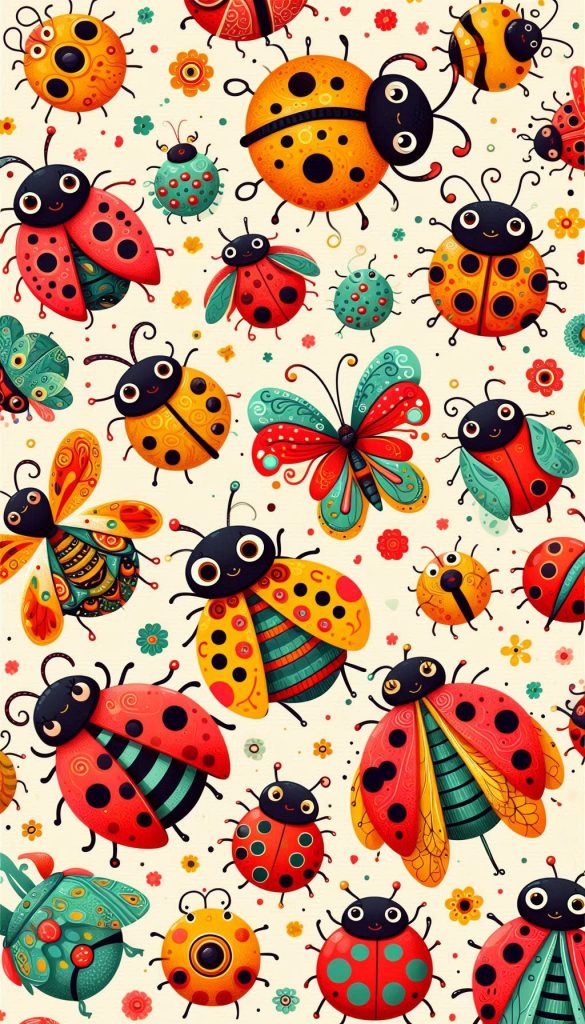 Adorable ladybug designs colorful insect wallpaper for mobile phones for kids