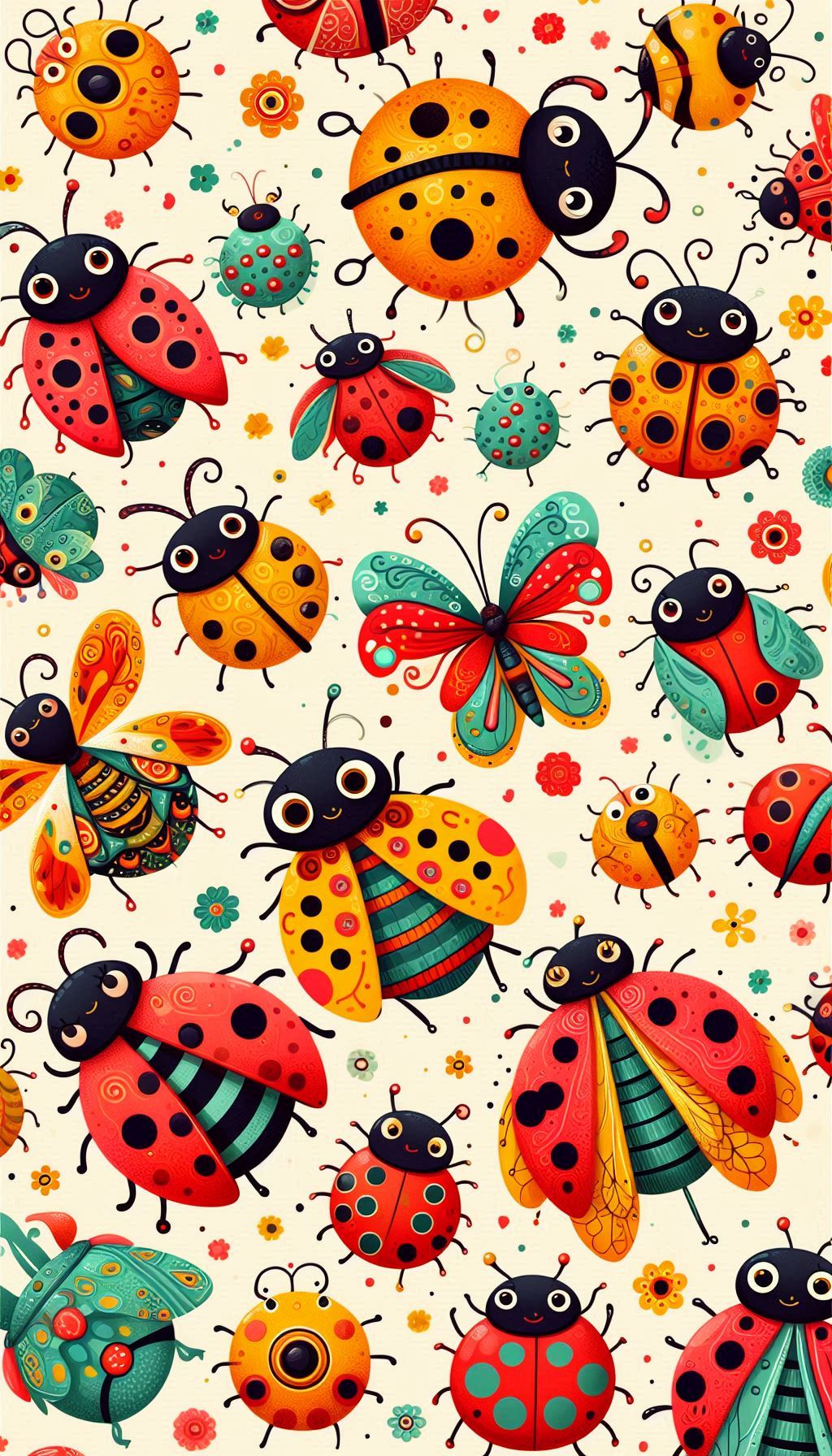 Adorable ladybug designs colorful insect wallpaper for mobile phones for kids