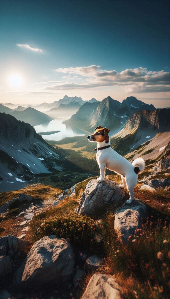 Adventurous Jack Russell Hiking in the Mountains