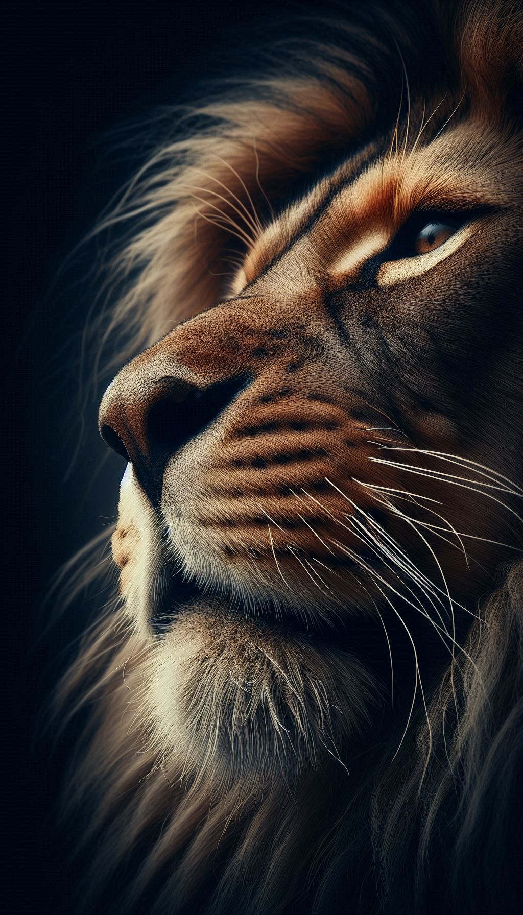 Beautiful Close-Up of a Lion’s Whiskers and Fur Textures