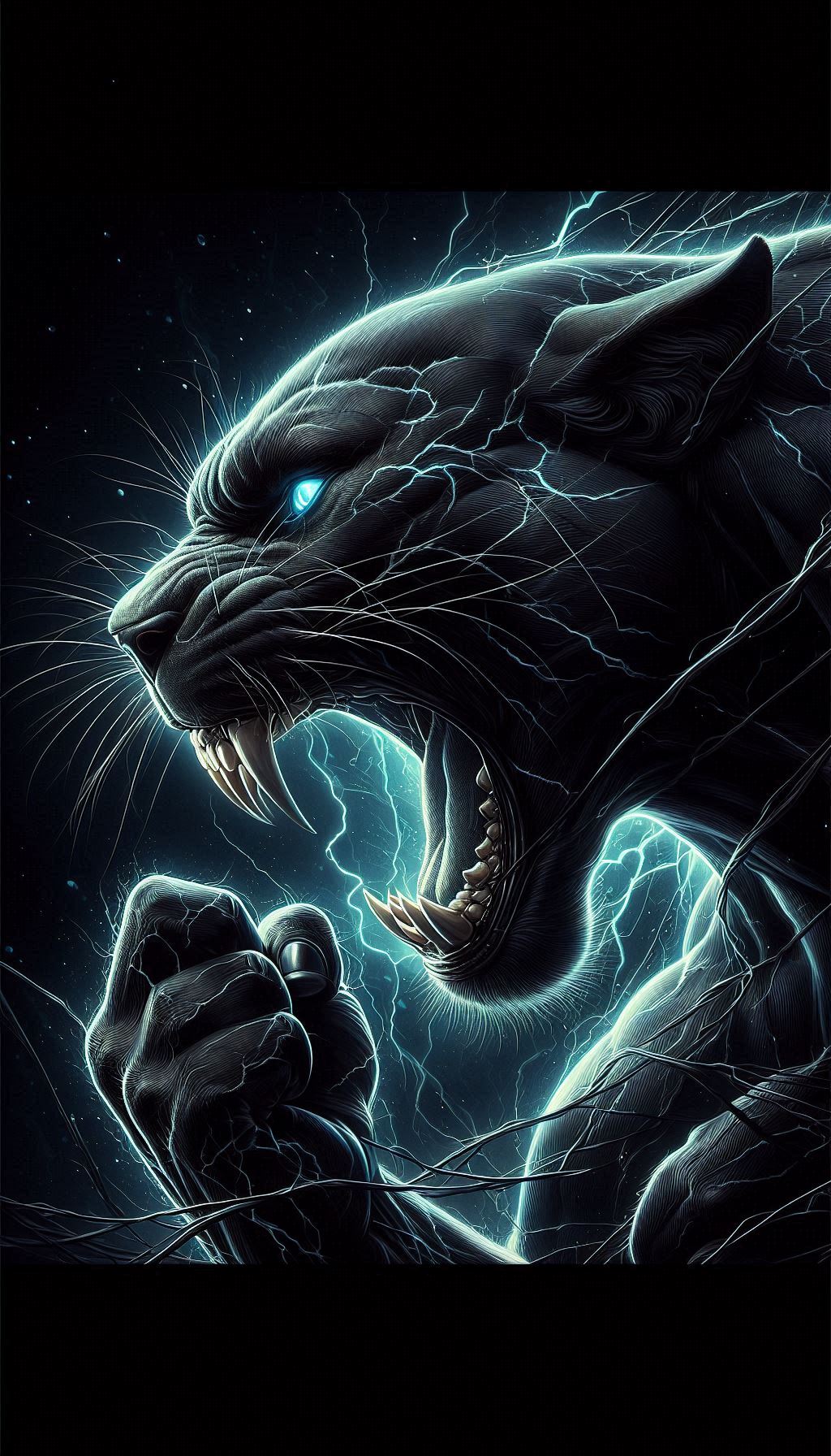 Black Panther with Jaw Clenched Intense Energy Wallpaper Designs