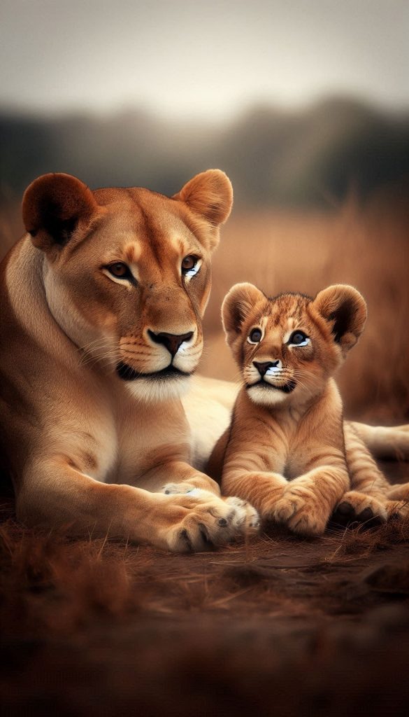 Bonding in the Wild A Lioness and Her Curious Cub