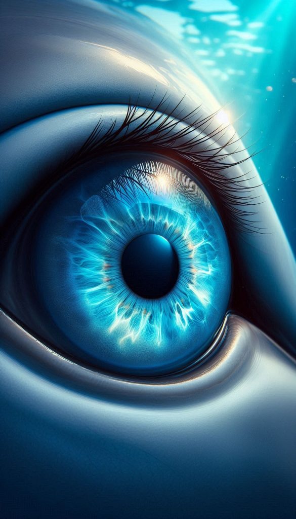 Bright blue eyes of dolphin, fascinating close-up for ocean theme, free mobile wallpaper