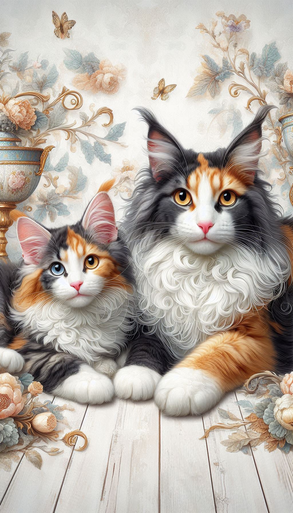 Charming Calico Maine Coon Cats for Cat Lovers Whimsical Wallpaper Ideas for Your Smartphone