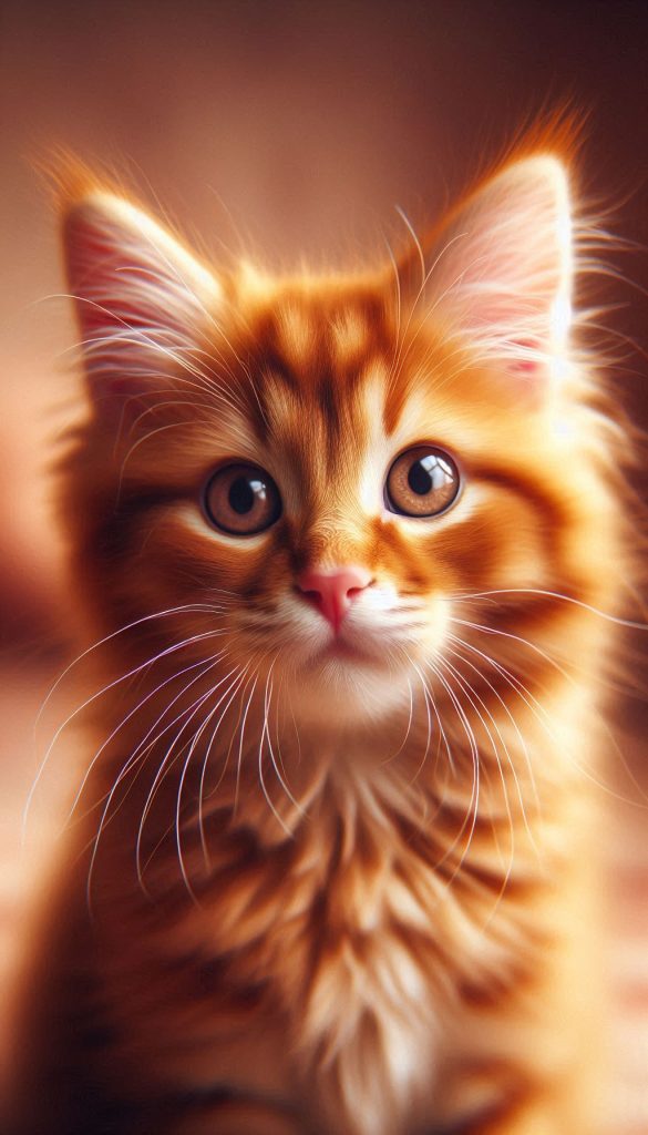 Charming Close-Up of a Ginger Kitten with Whiskers