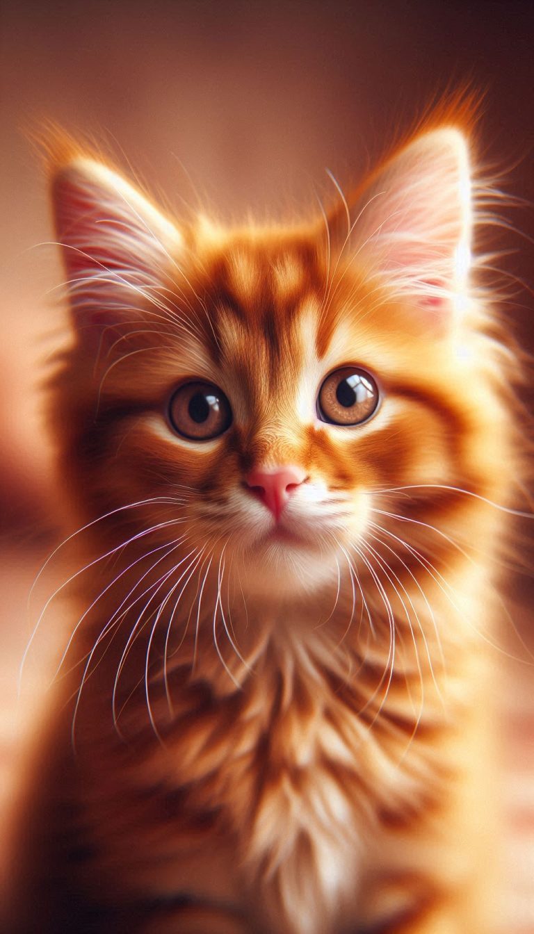 Charming Close-Up of a Ginger Kitten with Whiskers