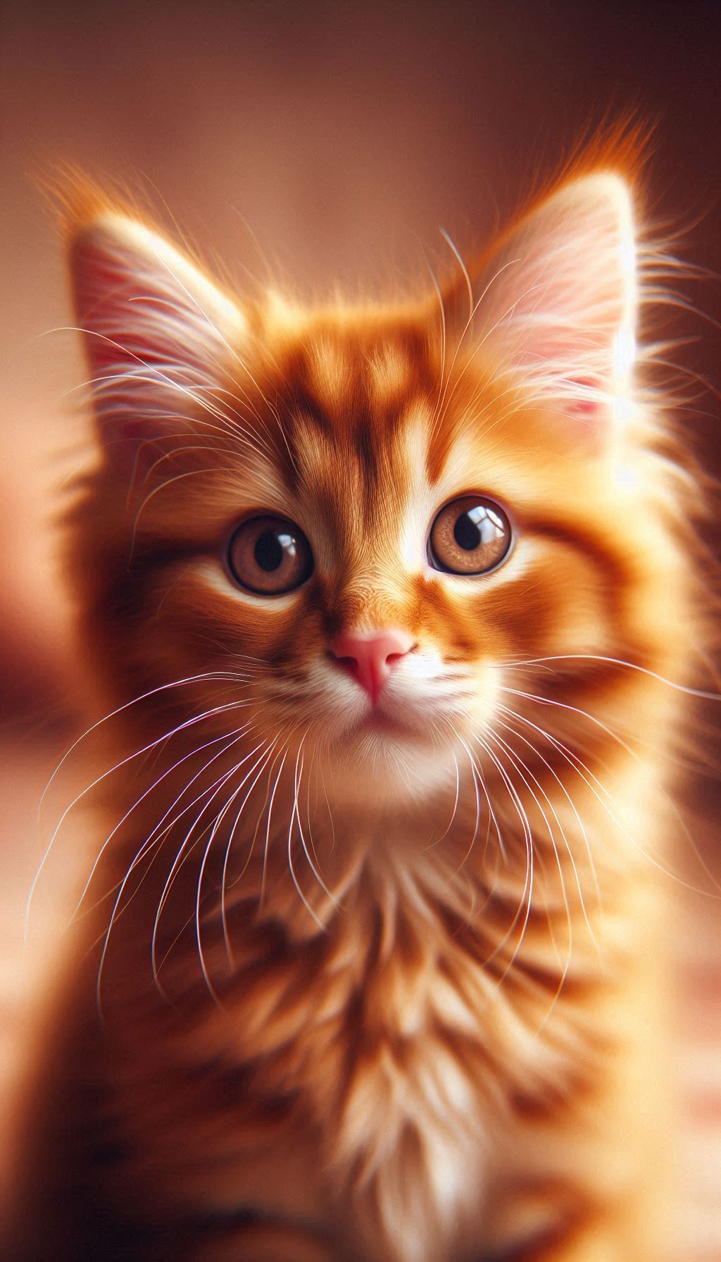 Charming Close-Up of a Ginger Kitten with Whiskers