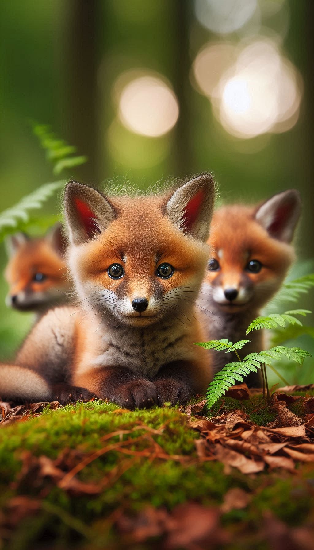 Charming Fox Cub Family Portrait in a Woodland Setting