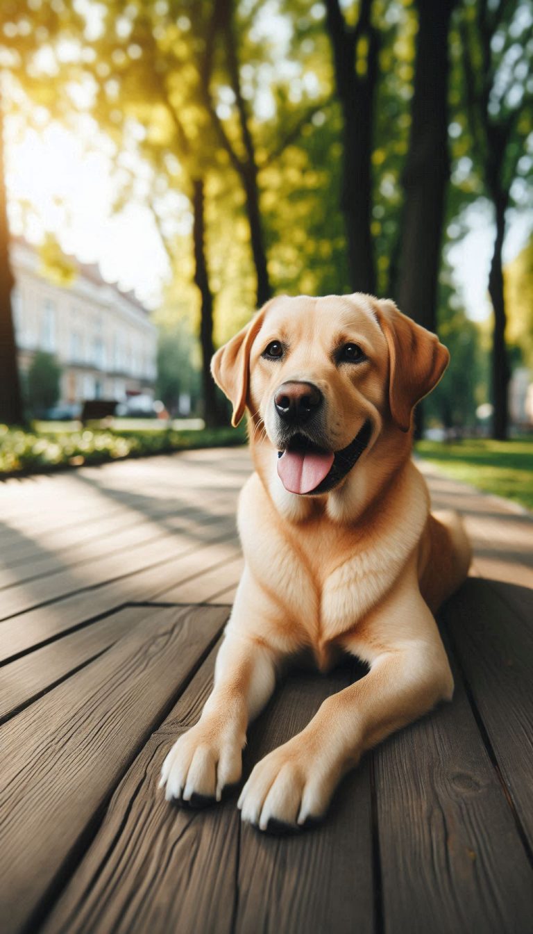Charming Golden Labrador with a Happy Smile in a Park