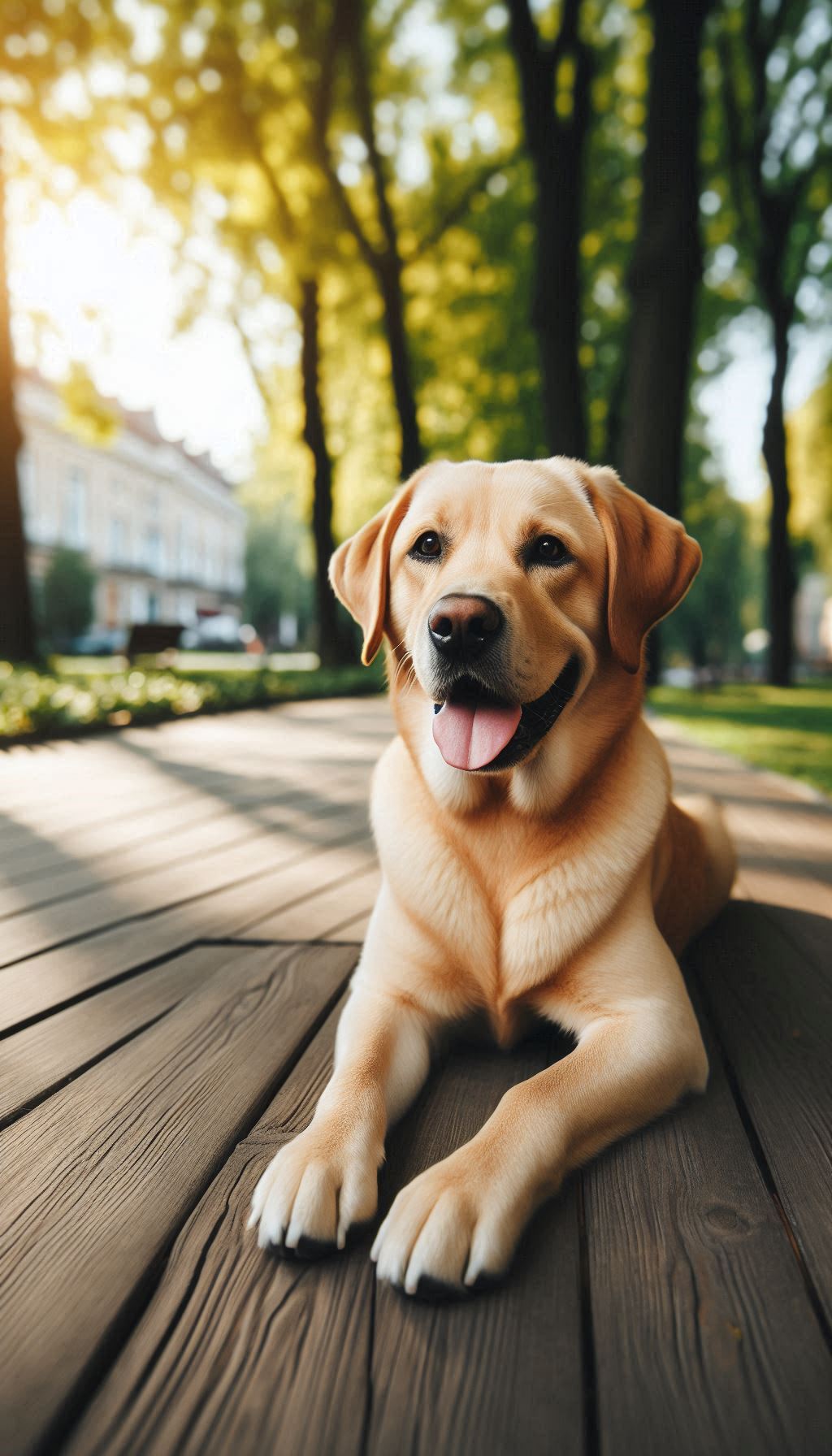 Charming Golden Labrador with a Happy Smile in a Park