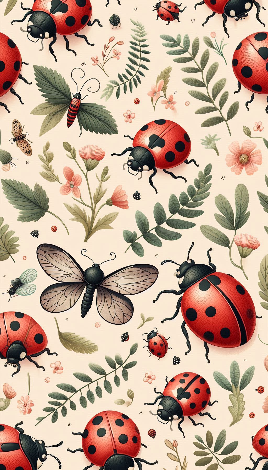 Charming Ladybug Patterns Delightful Insect Wallpaper for Any Room
