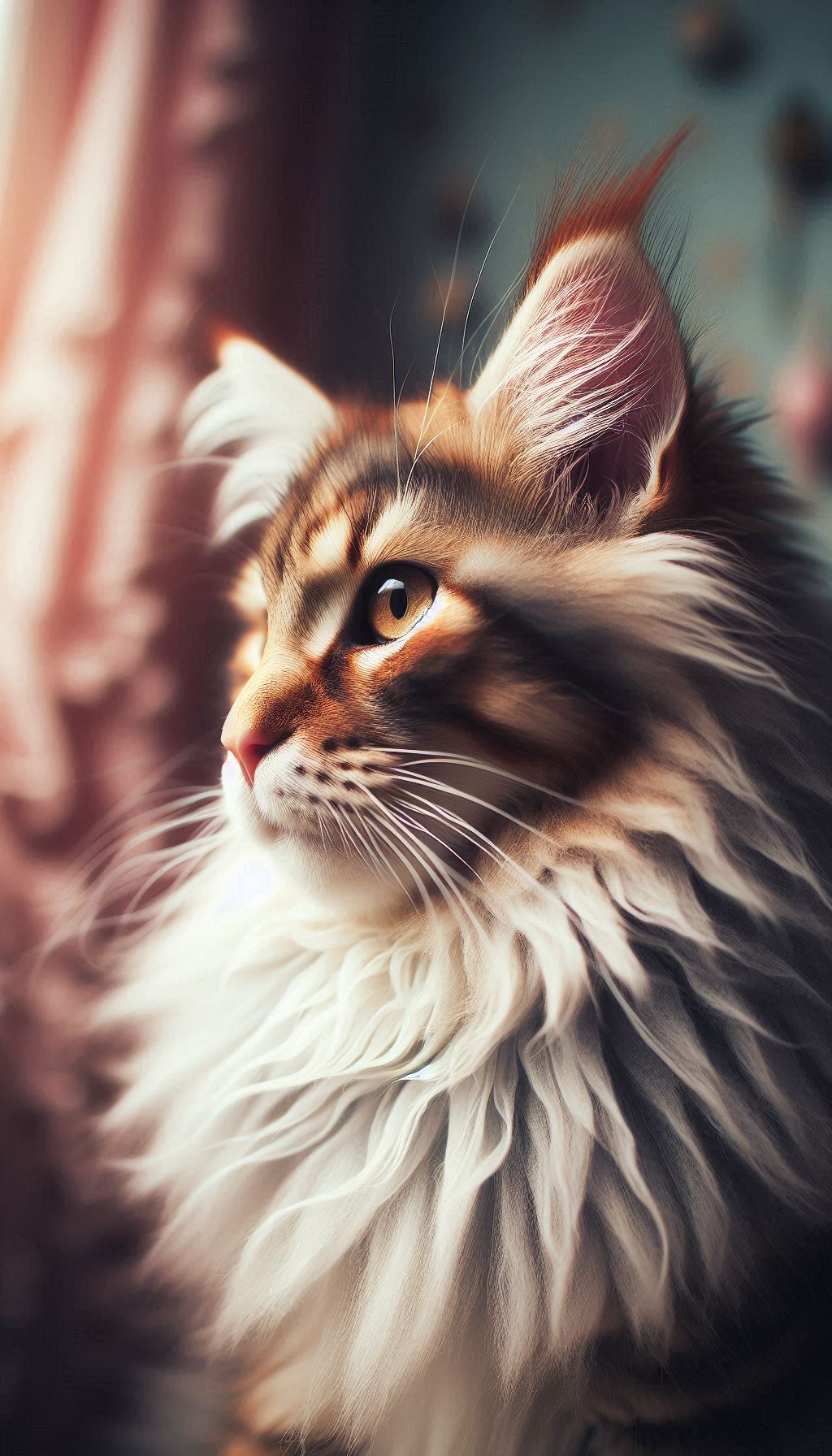 Charming Maine Coon profile Soft texture for a relaxing wallpaper background for your phone