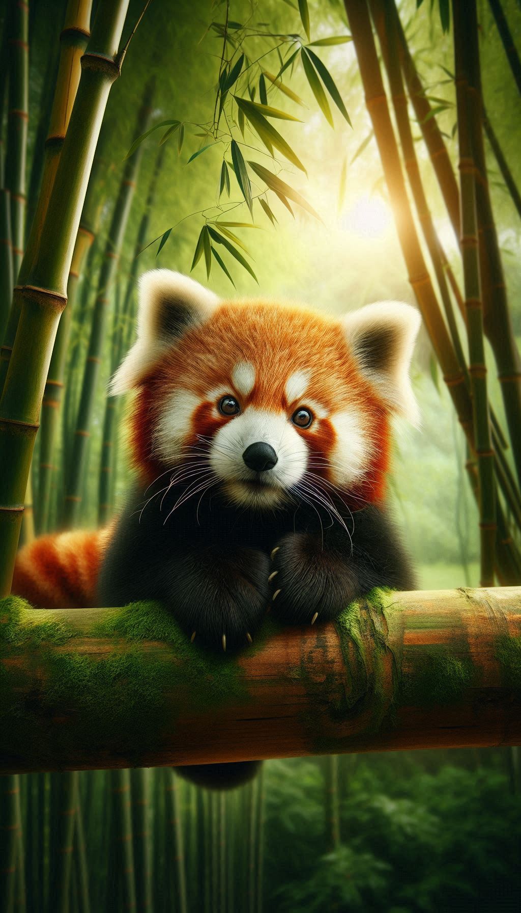Charming Red Panda in a Bamboo Grove Serene Nature Wallpaper