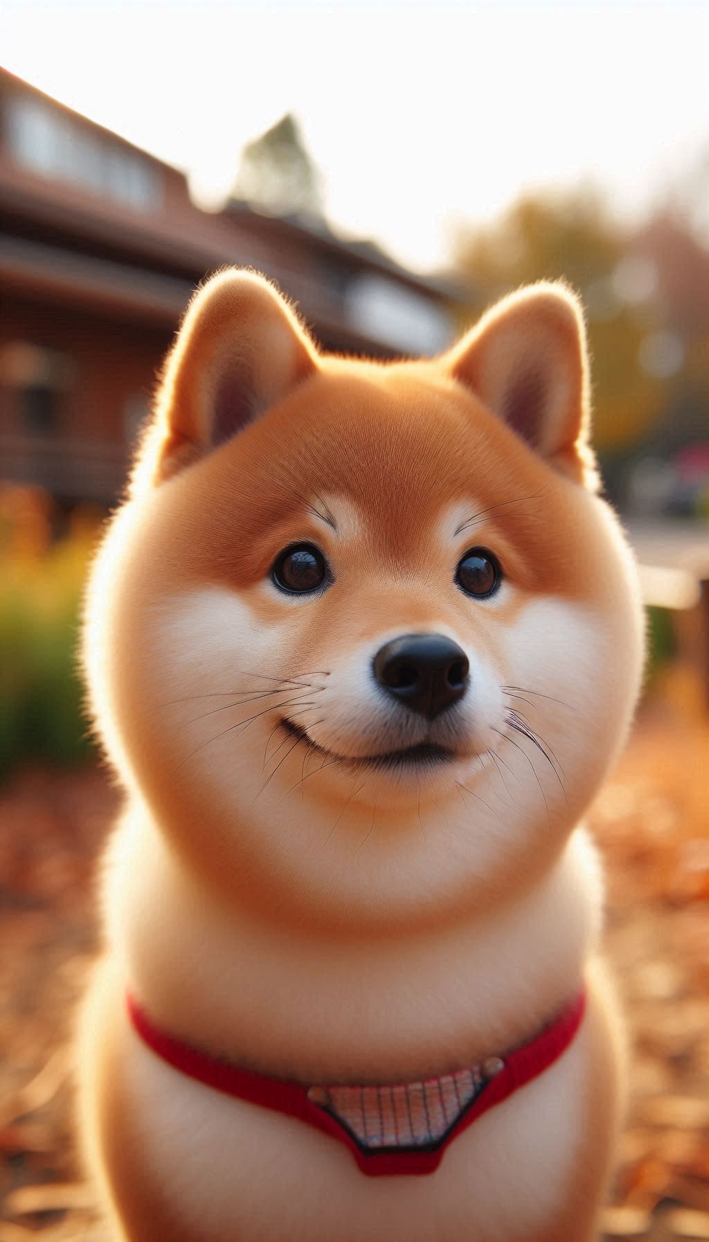 Close-up of a beautiful Shiba Inu, with fur, for your smartphone