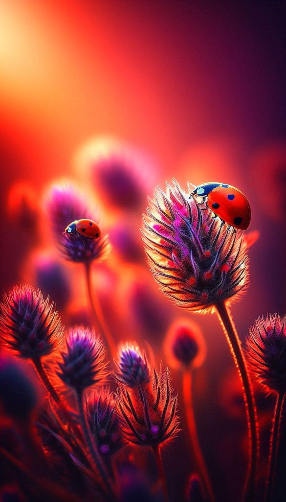 Close-up of ladybugs in their natural habitat Wonder Wallpaper HD Background for mobile phones
