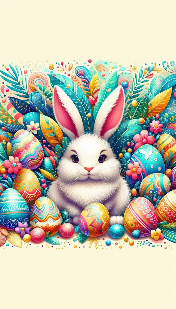 Colorful Easter Bunny Festive Wallpaper for Spring Celebrations