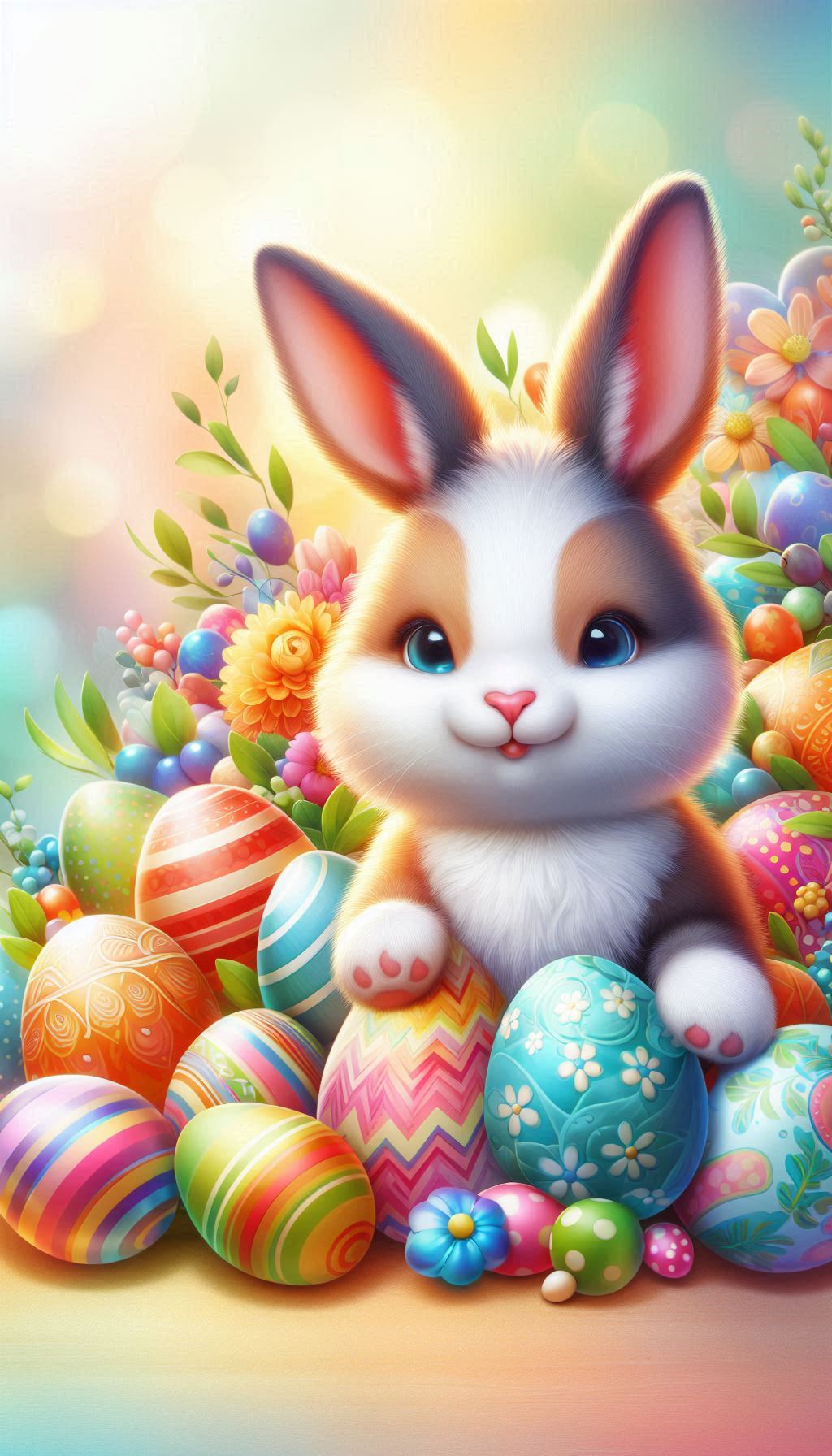 Colorful Easter bunny celebration wallpaper for spring celebration background for android phone