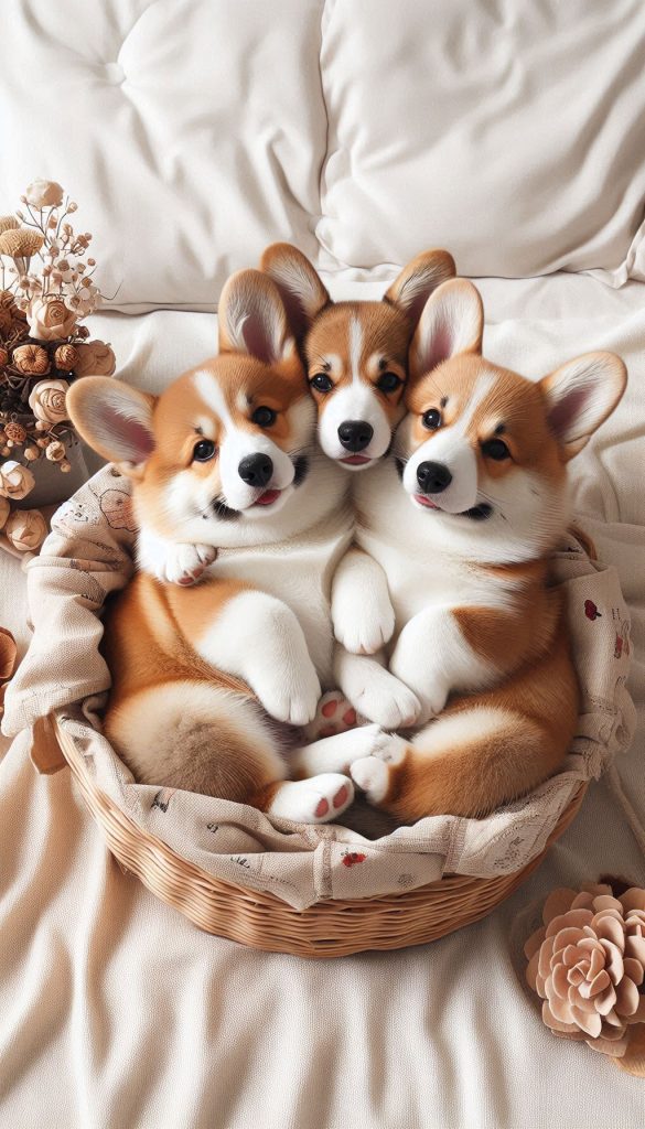 Corgi Brothers and Sisters in a Cozy Pile Wallpaper Design HD Image for Mobile