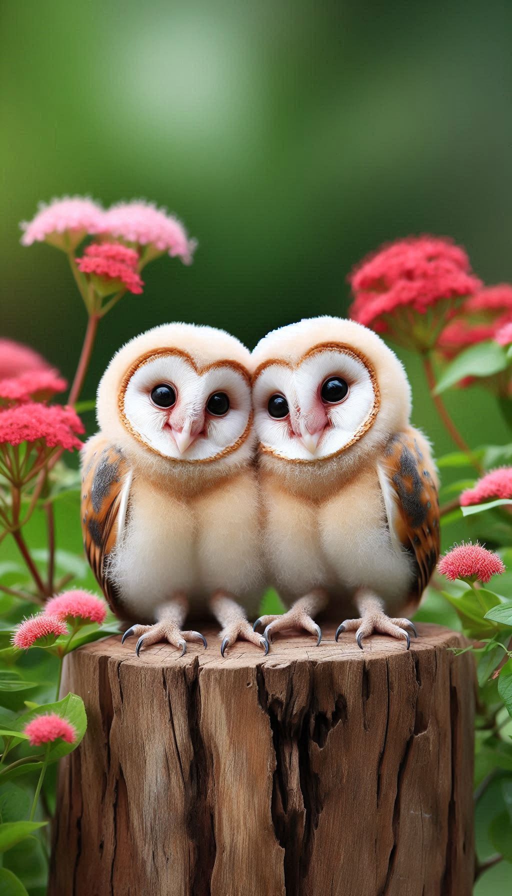 Cute Baby Barn Owls Snuggling Together - Adorable Animal Wallpaper