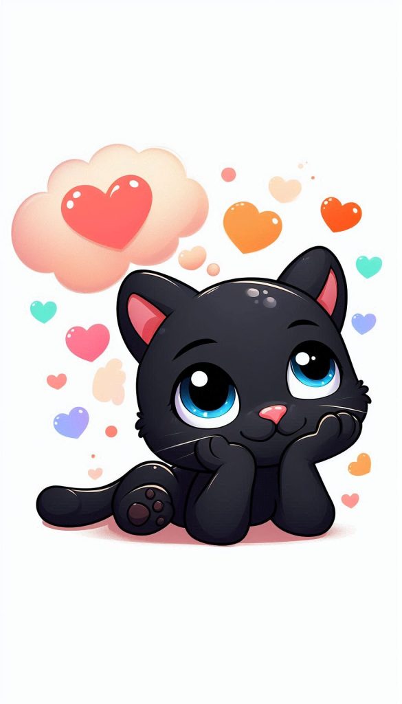 Cute Black Panther with Dreamy Thought Bubbles Adorable Wallpaper Ideas