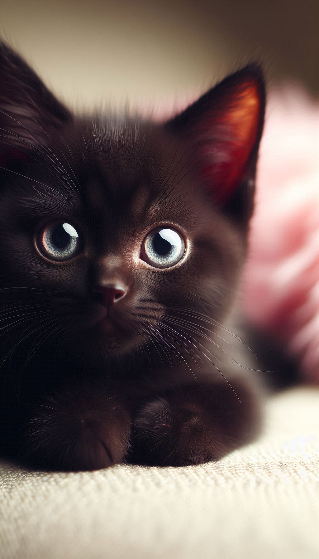Cute Close-Up of a Black Kitten with Sparkling Eyes