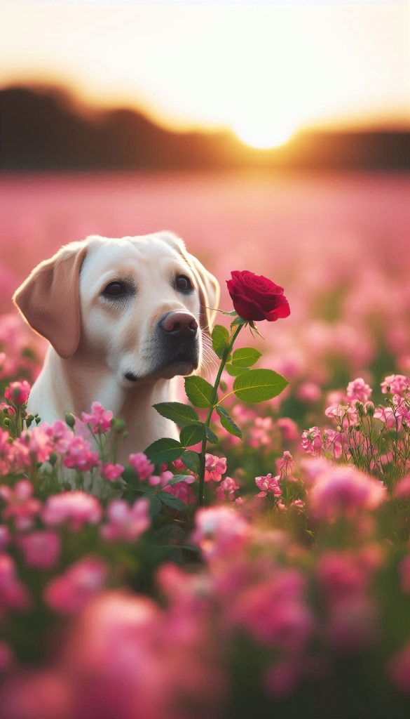 Cute Labrador sitting peacefully in Rose Kefull's field iPhone wallpaper