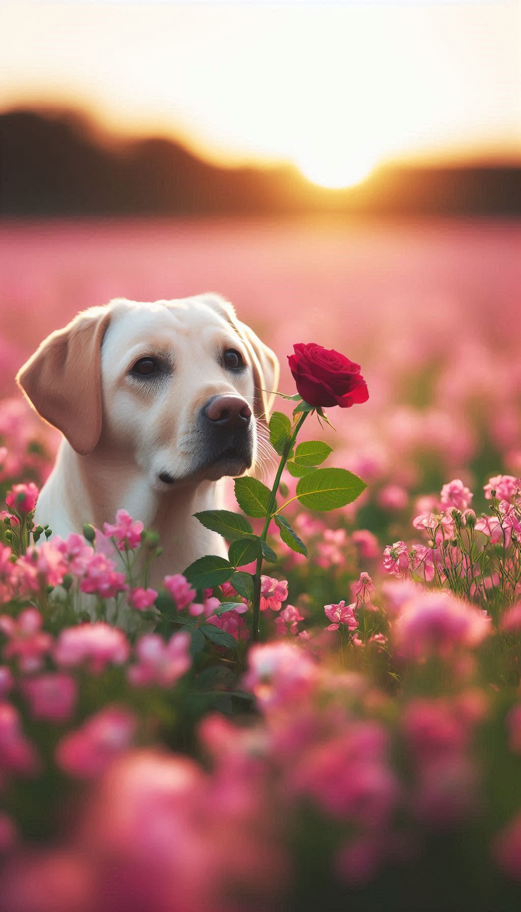 Cute Labrador sitting peacefully in Rose Kefull's field iPhone wallpaper