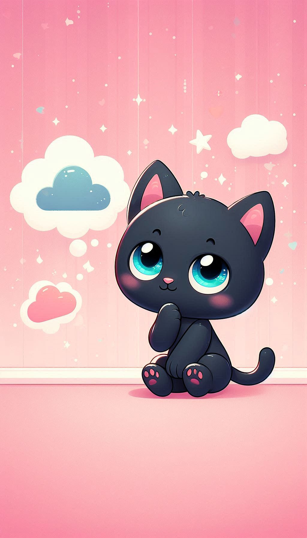 Cute black panther adorable wallpaper ideas background with dreamy thought bubbles for mobile