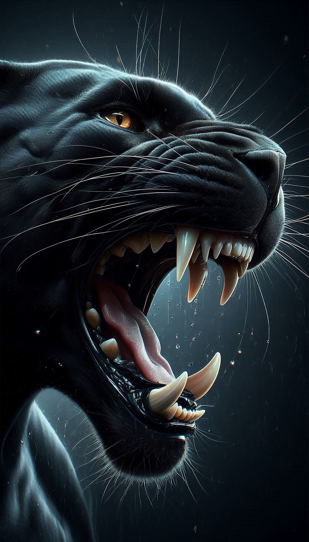 Dynamic Black Panther Jaw Fierce Close-Up Wallpaper Designs
