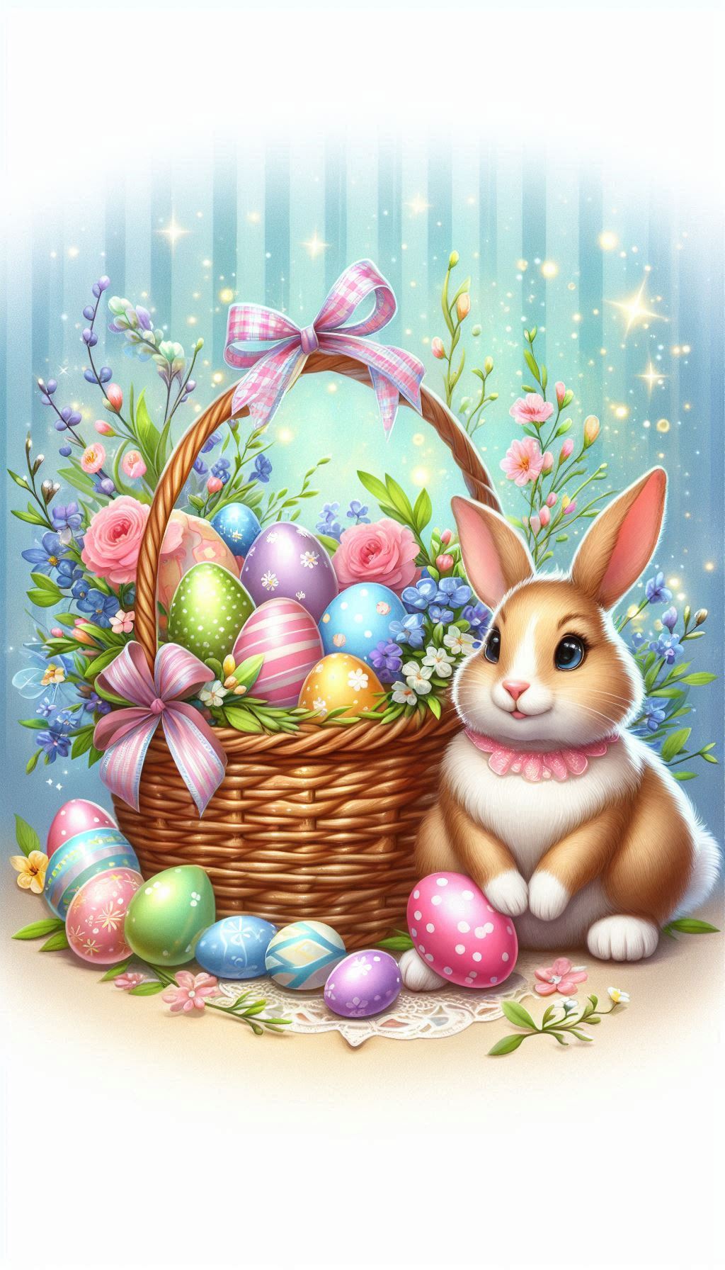 Easter Bunny's Basket Charming Illustration for Holiday Wallpaper (2)