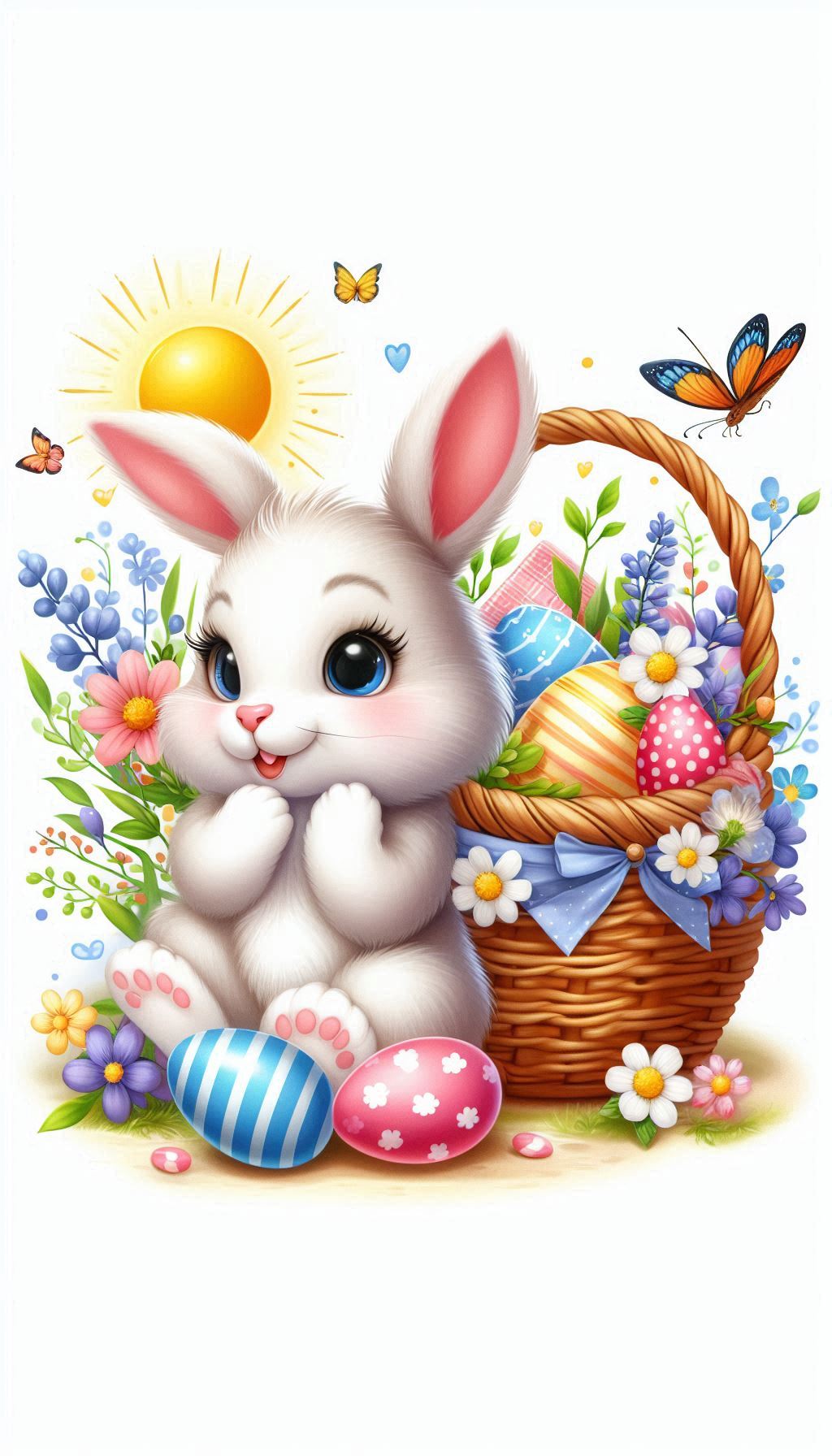Easter Bunny's Basket Charming Illustration for Holiday Wallpaper