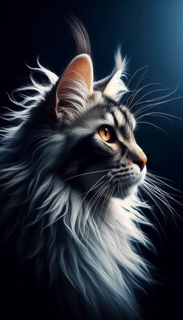 Elegant Maine Coon profile striking cat silhouette for great iPhone wallpaper for mobile