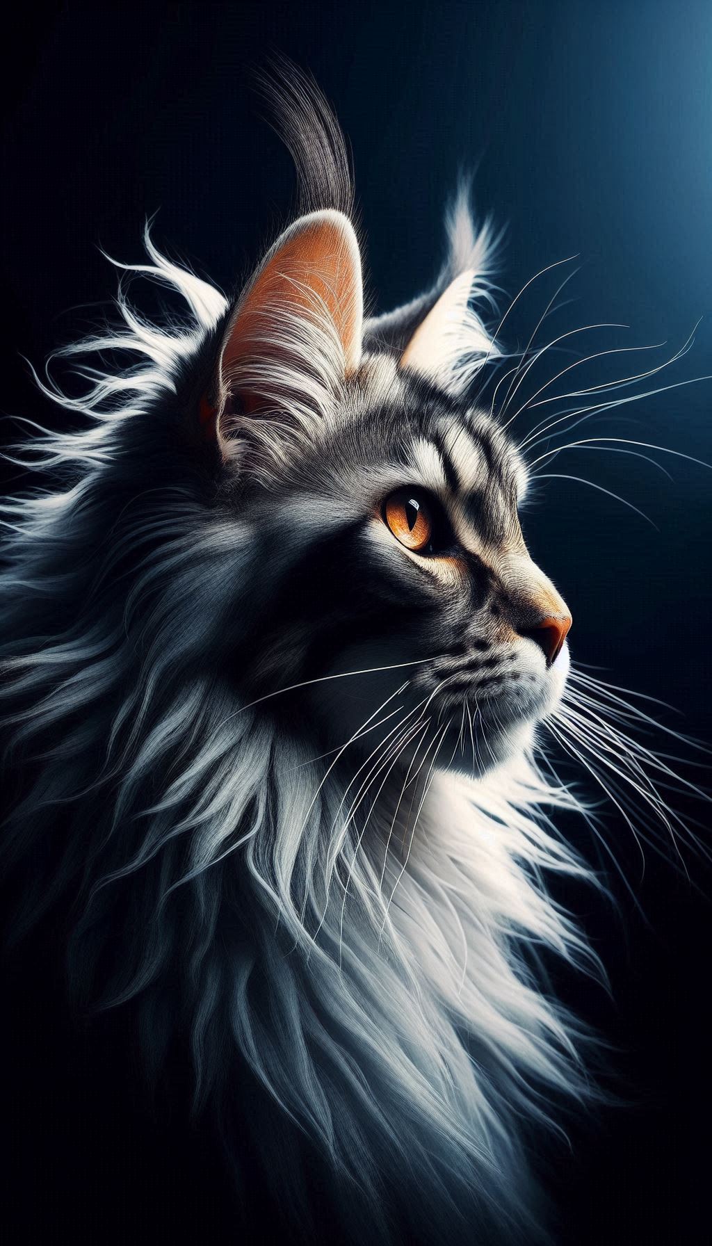 Elegant Maine Coon profile striking cat silhouette for great iPhone wallpaper for mobile